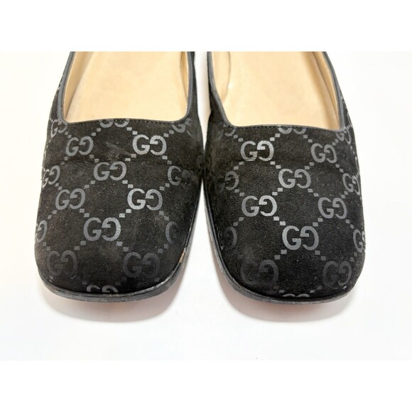 Gucci Black Suede Flats/Loafers GG Monogram Square Toe Vintage Y2K Sz 36 6 - Picture 9 of 11